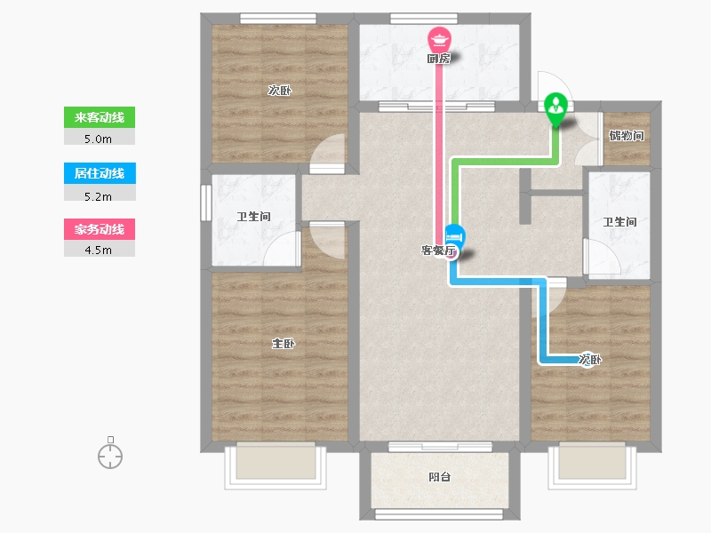 河北省-唐山市-万科-85.23-户型库-动静线