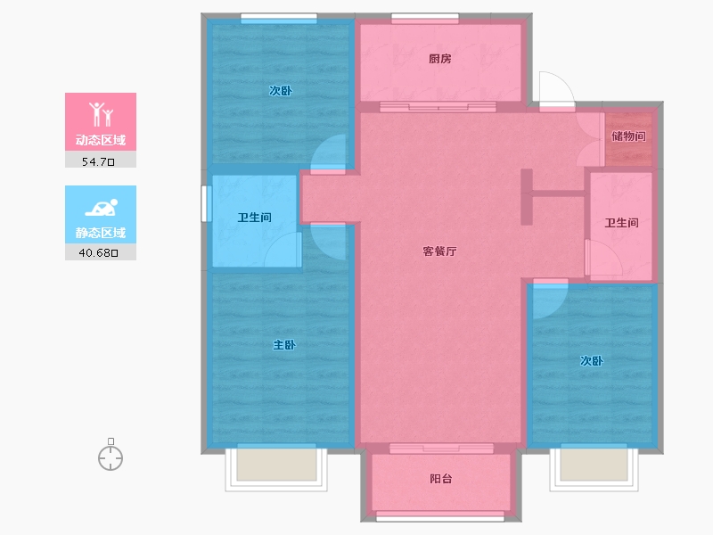 河北省-唐山市-万科-85.23-户型库-动静分区