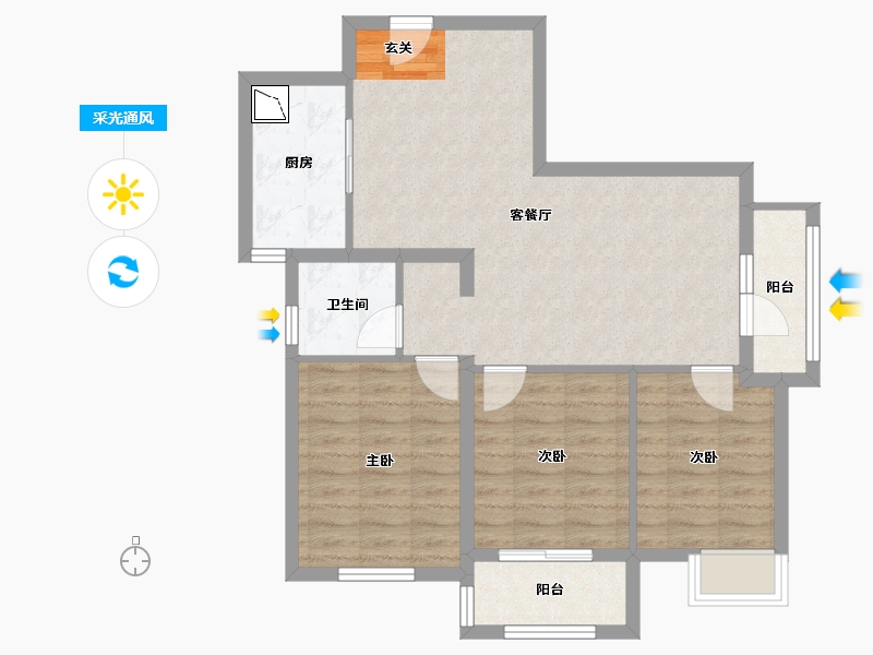 湖北省-武汉市-金地悦海湾-77.93-户型库-采光通风