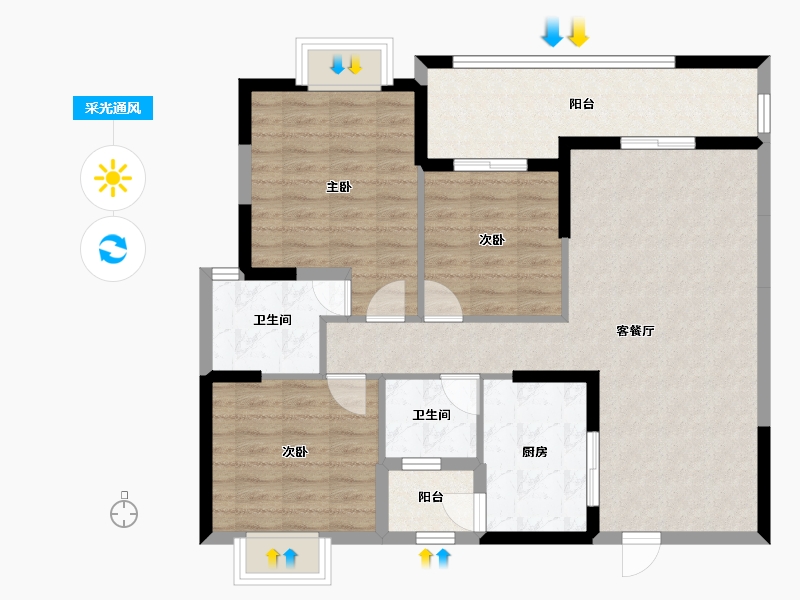 广西壮族自治区-南宁市-凯业花园一区-94.78-户型库-采光通风