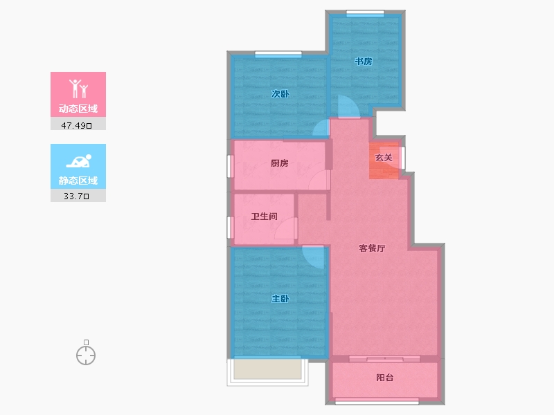 河北省-唐山市-碧桂园凤凰城-73.02-户型库-动静分区