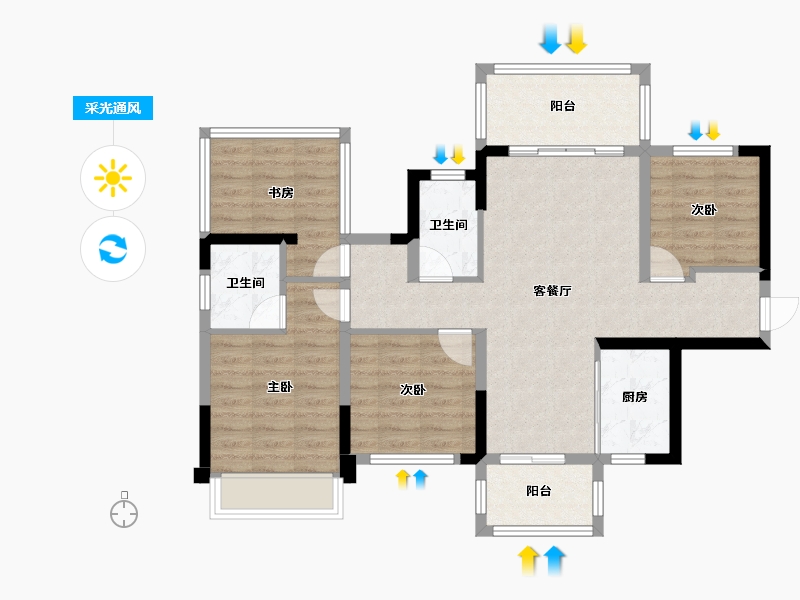 广西壮族自治区-南宁市-锦上城-86.42-户型库-采光通风