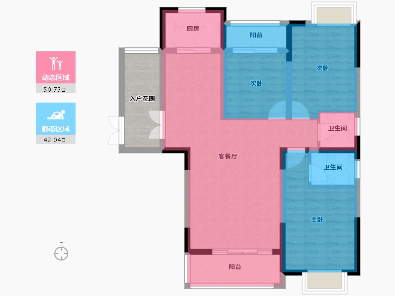 西藏自治区-拉萨市-长兴都汇-89.56-户型库-动静分区