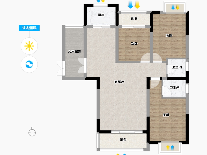 西藏自治区-拉萨市-长兴都汇-89.56-户型库-采光通风