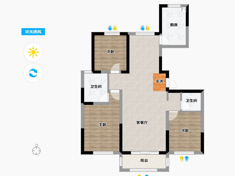 河北省-沧州市-中城国际-88.66-户型库-采光通风