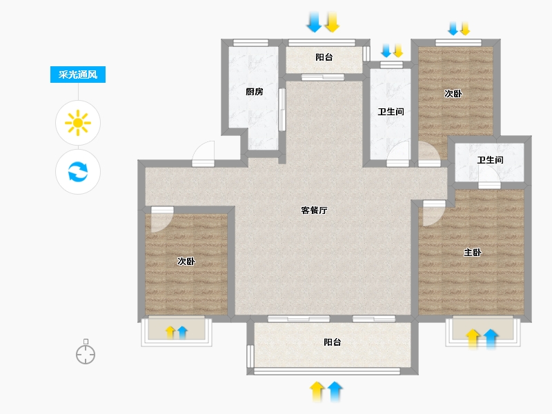 河南省-周口市-项城建业城-108.96-户型库-采光通风