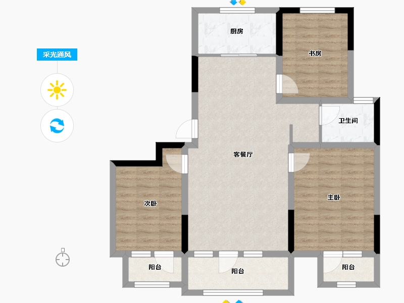 山东省-临沂市-迪尚御园-91.00-户型库-采光通风