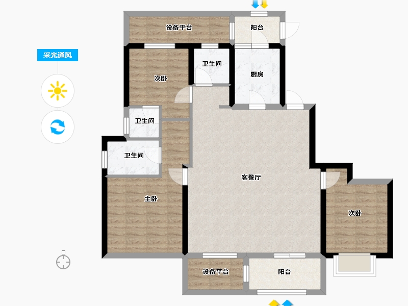 河南省-许昌市-中建观湖悦府-105.00-户型库-采光通风