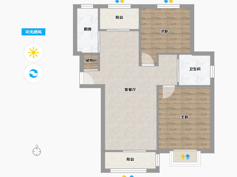 上海-上海市-绿地威廉公馆-67.04-户型库-采光通风