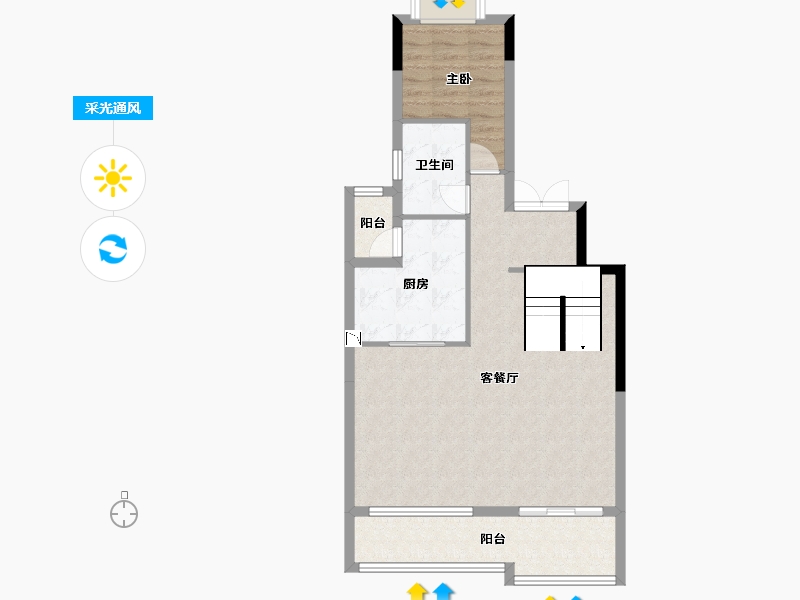 重庆-重庆市-荣昌礼悦东方叠拼-78.21-户型库-采光通风