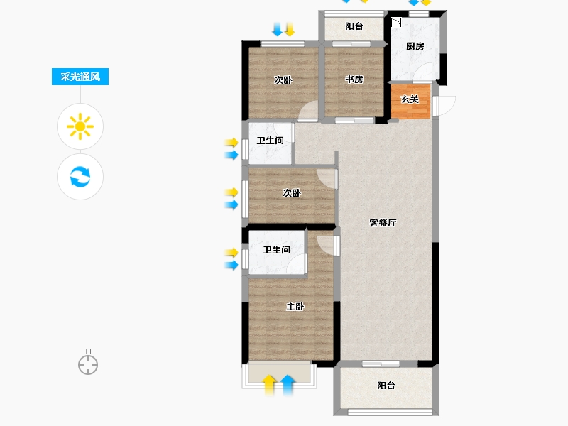 湖北省-武汉市-五矿万境水岸-96.47-户型库-采光通风