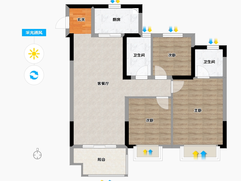 安徽省-合肥市-合肥雅郡-81.59-户型库-采光通风