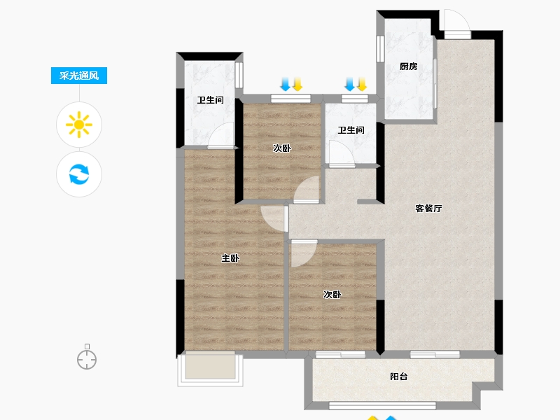 湖北省-武汉市-碧云天-83.34-户型库-采光通风