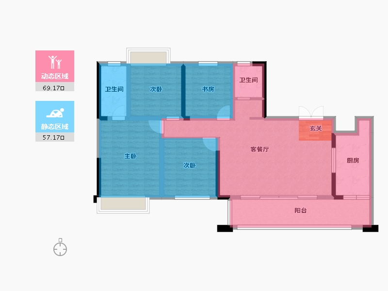 四川省-成都市-金强悦府-113.21-户型库-动静分区