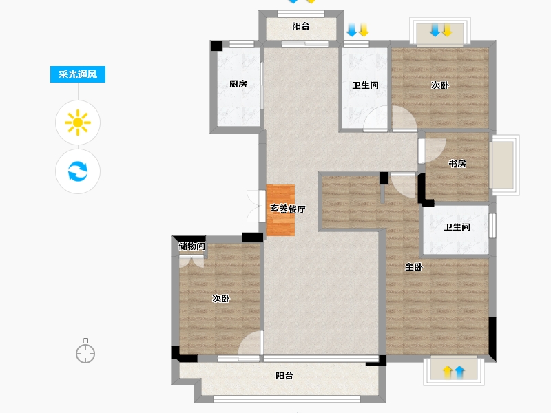 湖北省-武汉市-�吃没�府-111.56-户型库-采光通风