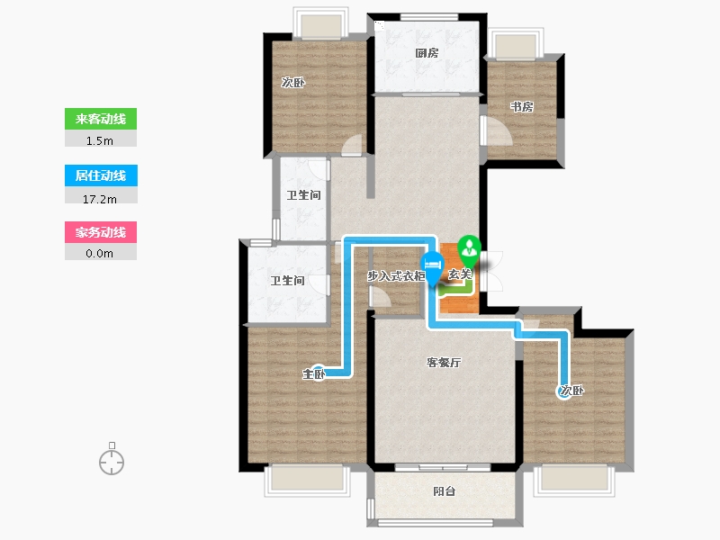 湖北省-武汉市-仁恒公园世纪-132.00-户型库-动静线