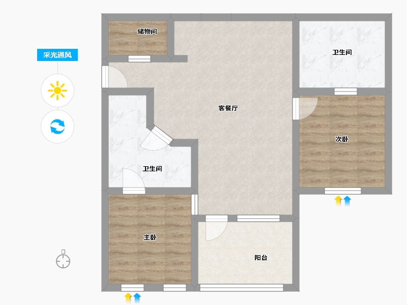 Florida-Duval-Kendall Lake Apartments-74.66-户型库-采光通风