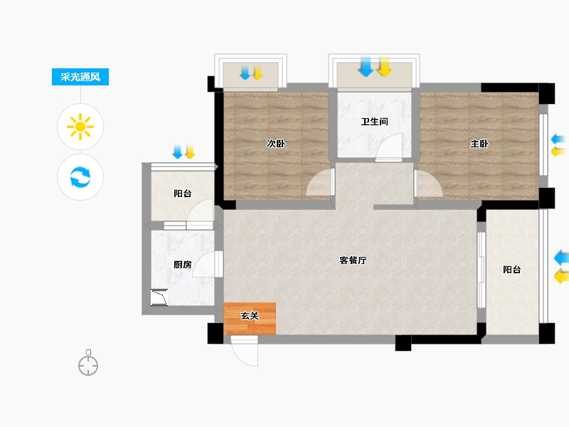 四川省-成都市-王府花园御锦苑-68.48-户型库-采光通风