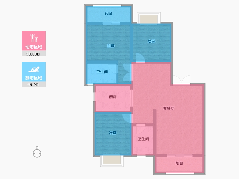 云南省-曲靖市-水云华城北苑-95.13-户型库-动静分区