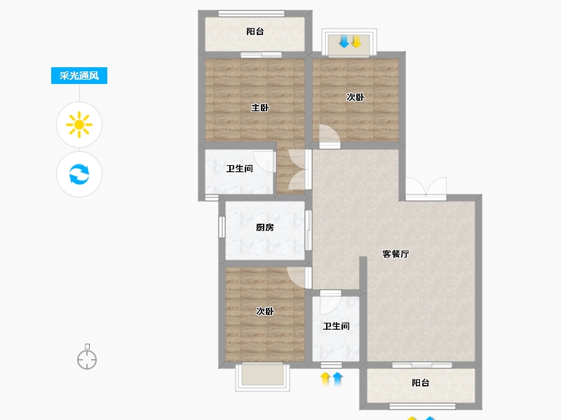 云南省-曲靖市-水云华城北苑-95.13-户型库-采光通风