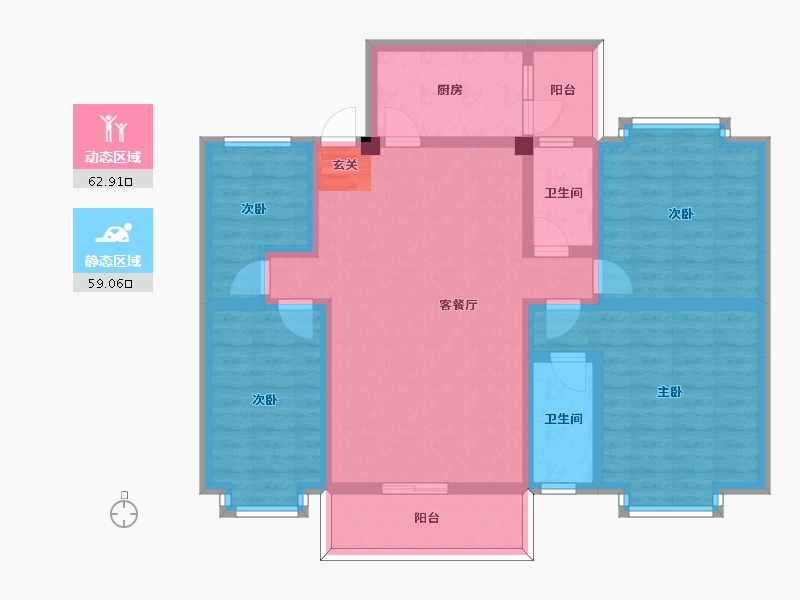 四川省-宜宾市-蜀南雅居-107.37-户型库-动静分区