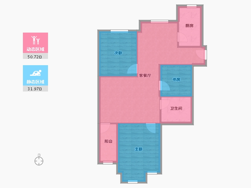 浙江省-杭州市-名乐花苑-74.36-户型库-动静分区