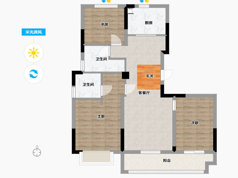 浙江省-金华市-中昂天玥府-82.99-户型库-采光通风