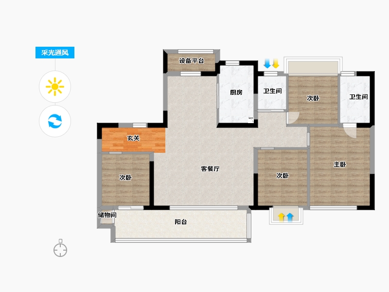 江苏省-常州市-碧桂园・都市森林-117.32-户型库-采光通风