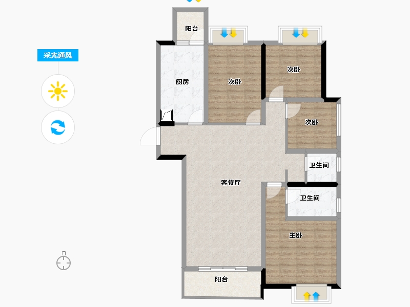 湖南省-长沙市-梦想枫林湾-116.55-户型库-采光通风