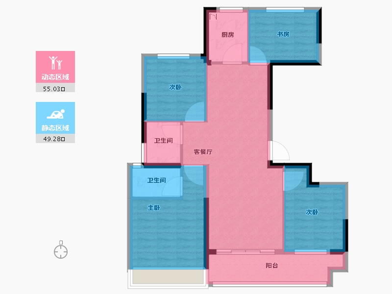 辽宁省-葫芦岛市-龙都悦澜湾-93.61-户型库-动静分区