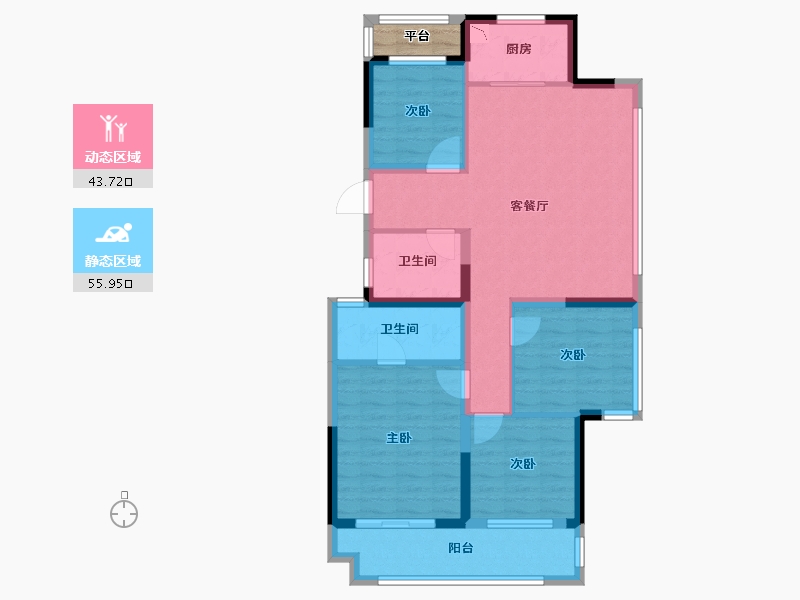 辽宁省-葫芦岛市-龙都悦澜湾-90.40-户型库-动静分区