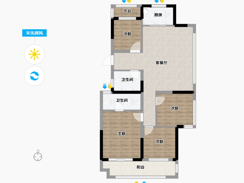 辽宁省-葫芦岛市-龙都悦澜湾-90.40-户型库-采光通风