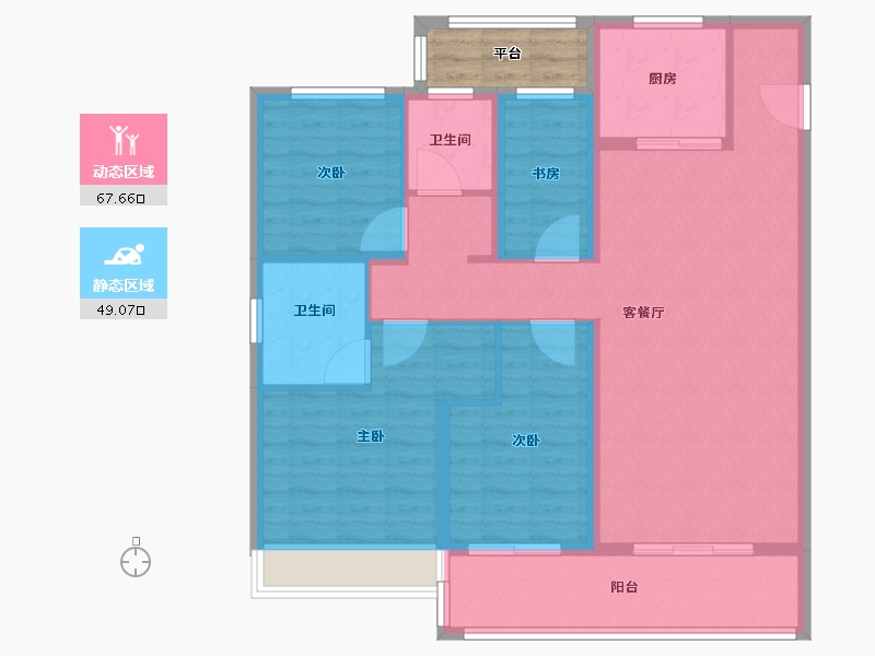 浙江省-温州市-温州万科古翠隐秀-108.81-户型库-动静分区