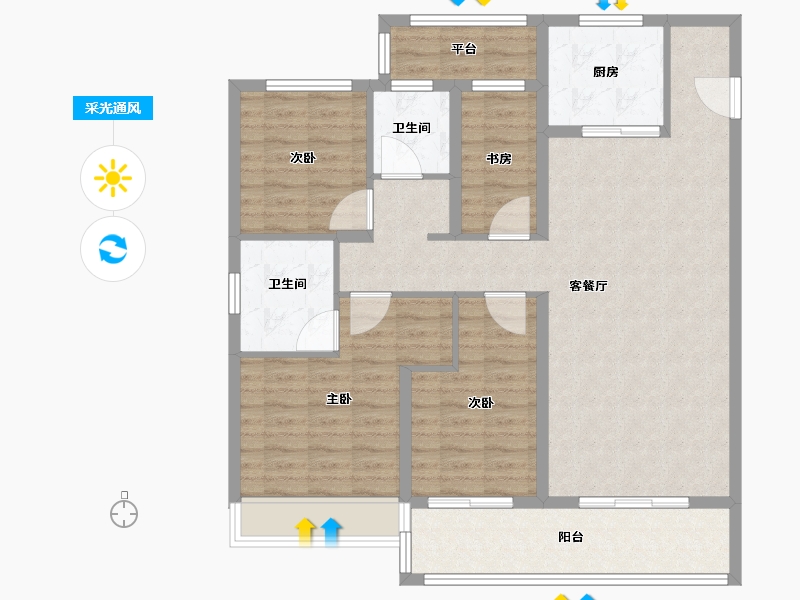 浙江省-温州市-温州万科古翠隐秀-108.81-户型库-采光通风