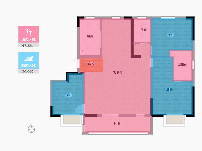 江苏省-常州市-中奥蓝光天奕云著-92.81-户型库-动静分区