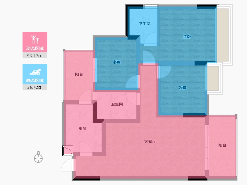 四川省-绵阳市-长虹南山一号-81.77-户型库-动静分区