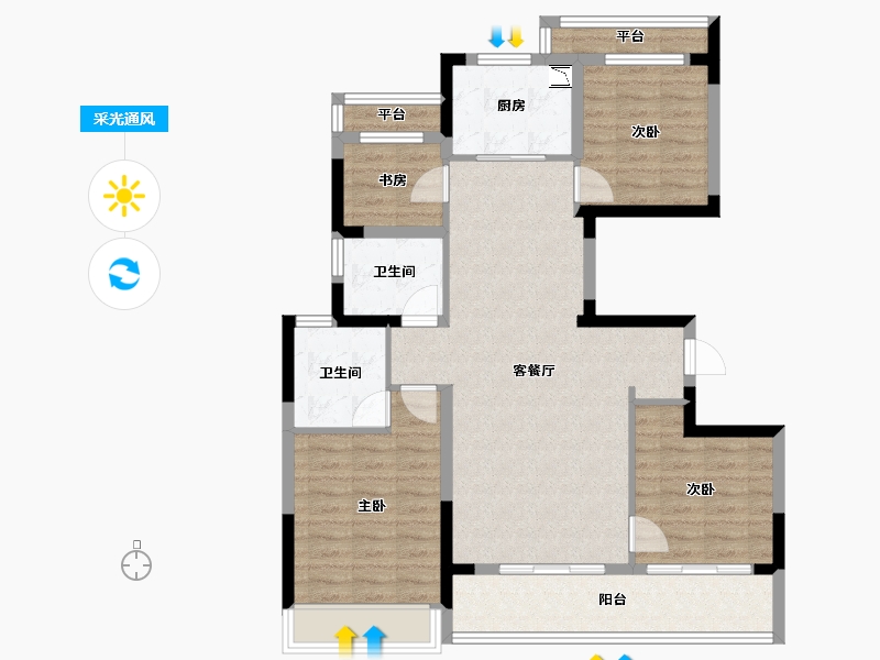 浙江省-温州市-温州龙湖天钜-97.12-户型库-采光通风