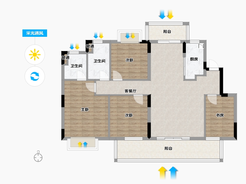 广西壮族自治区-南宁市-联发臻境-111.67-户型库-采光通风