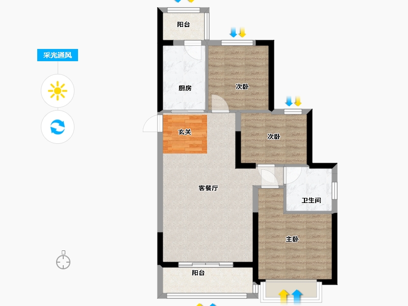 安徽省-蚌埠市-恒大悦澜湾-77.60-户型库-采光通风