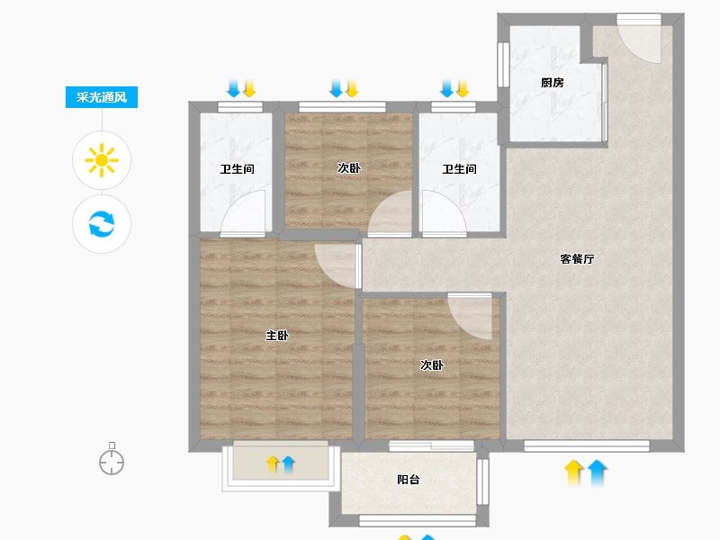 福建省-漳州市-中骏-76.00-户型库-采光通风