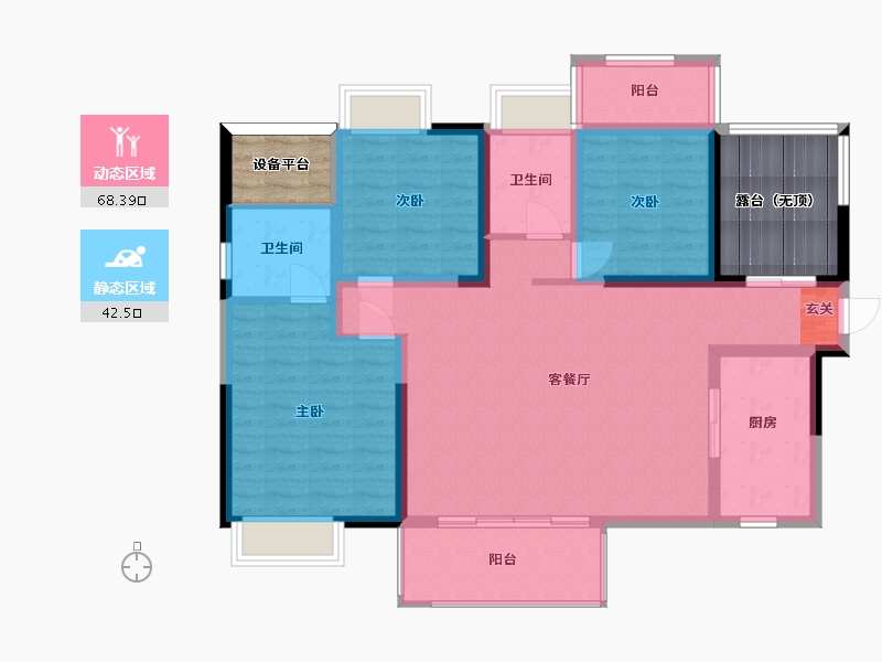 湖南省-长沙市-帝辰金缇水郡-110.63-户型库-动静分区