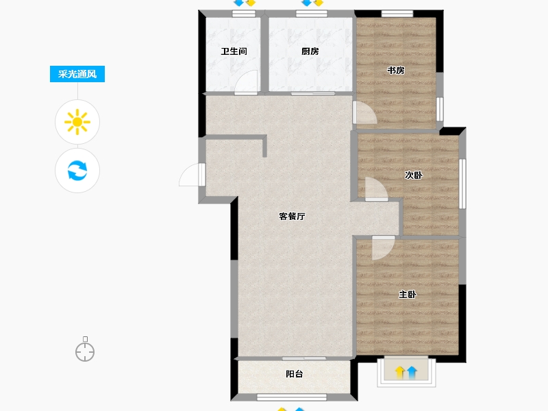 山东省-烟台市-鲁花太阳城-90.01-户型库-采光通风