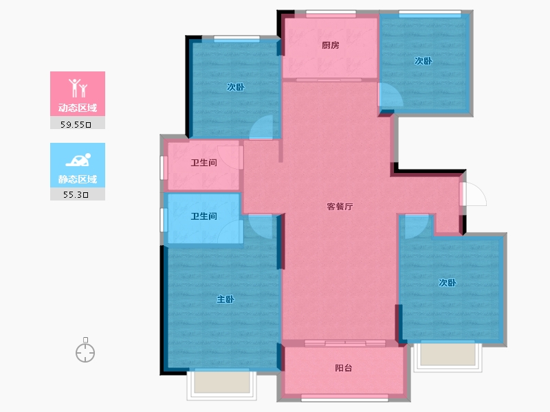 湖北省-随州市-翡翠山湖-104.42-户型库-动静分区