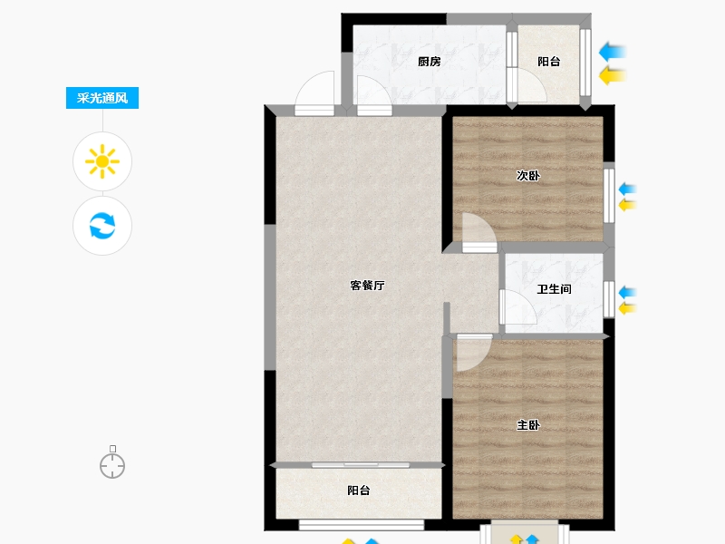 山西省-临汾市-恒美华庭-72.99-户型库-采光通风