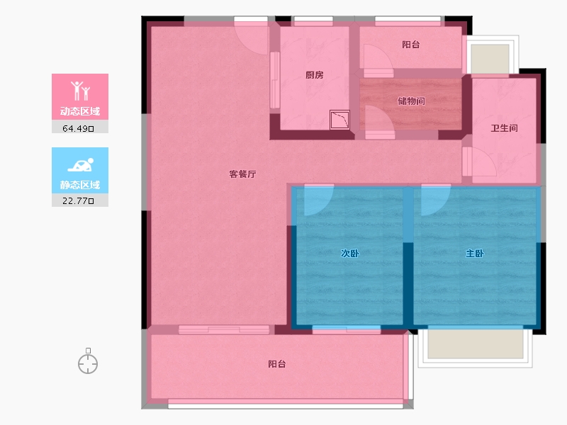 江苏省-苏州市-华润凯旋门-77.00-户型库-动静分区