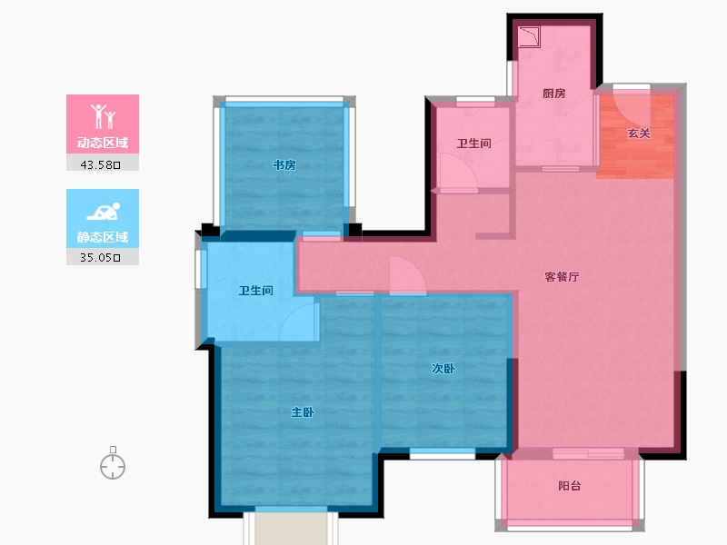 广西壮族自治区-南宁市-中南春风南岸-69.55-户型库-动静分区