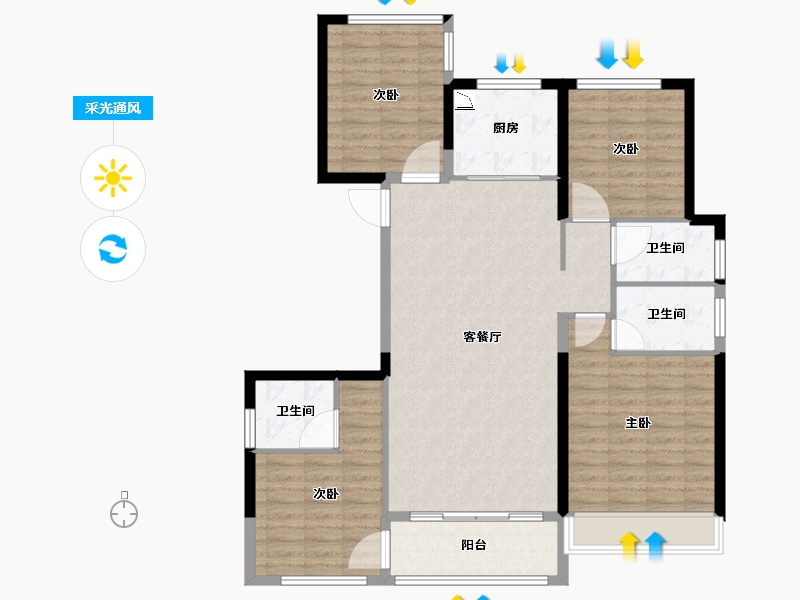 浙江省-温州市-国鸿柏悦府-114.41-户型库-采光通风