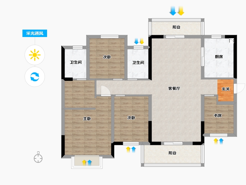 广西壮族自治区-南宁市-新城悦隽江山-115.86-户型库-采光通风