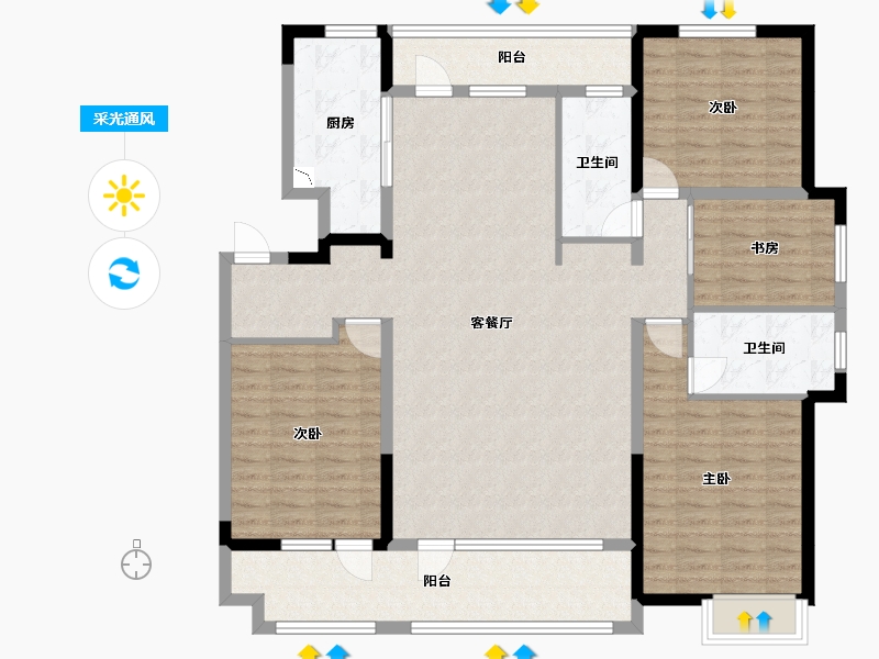 山东省-菏泽市-华地翡翠公园-139.07-户型库-采光通风