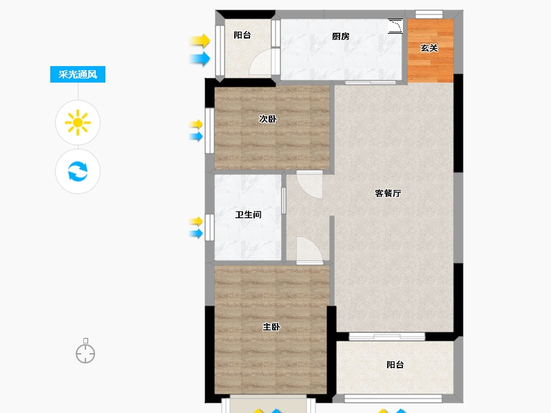 广西壮族自治区-南宁市-南宁恒大悦龙台-66.40-户型库-采光通风